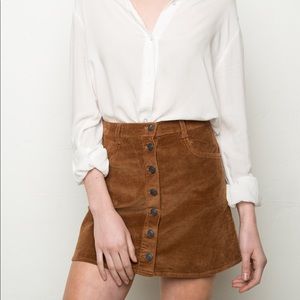Brandy Melville Brown Corduroy Button Skirt